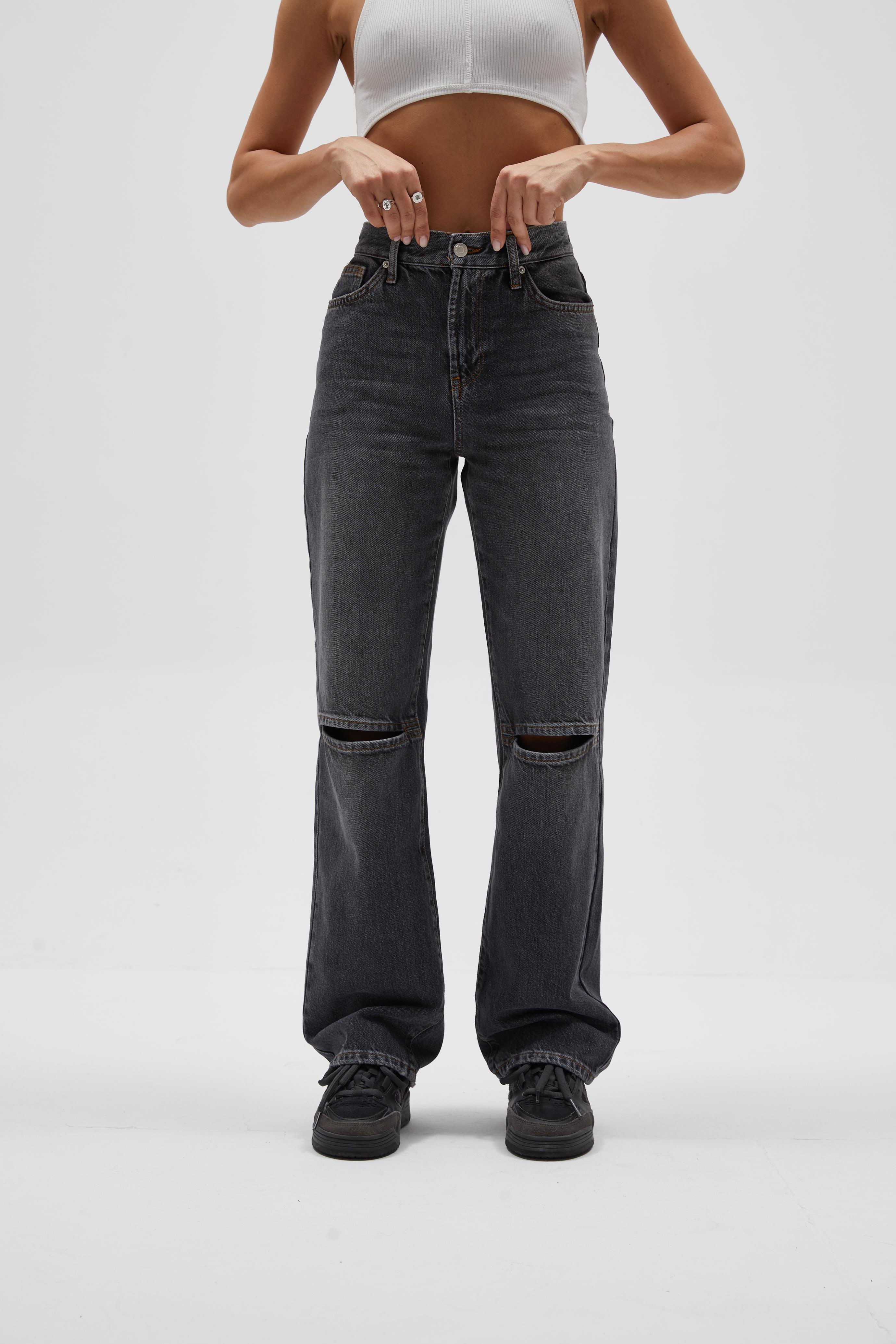 Diz Kesik Straight Jean