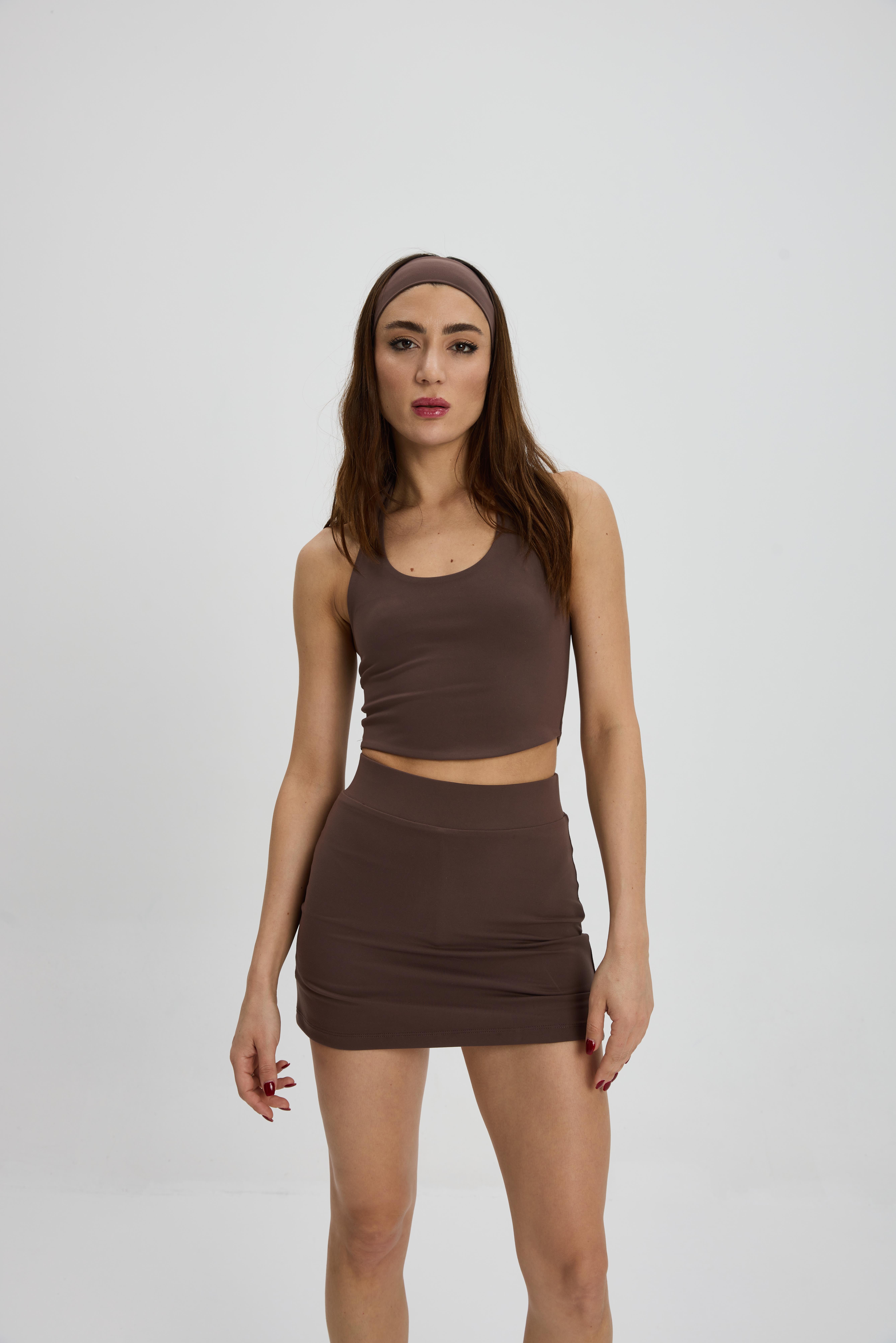 Kahve Mini Şort Etek
