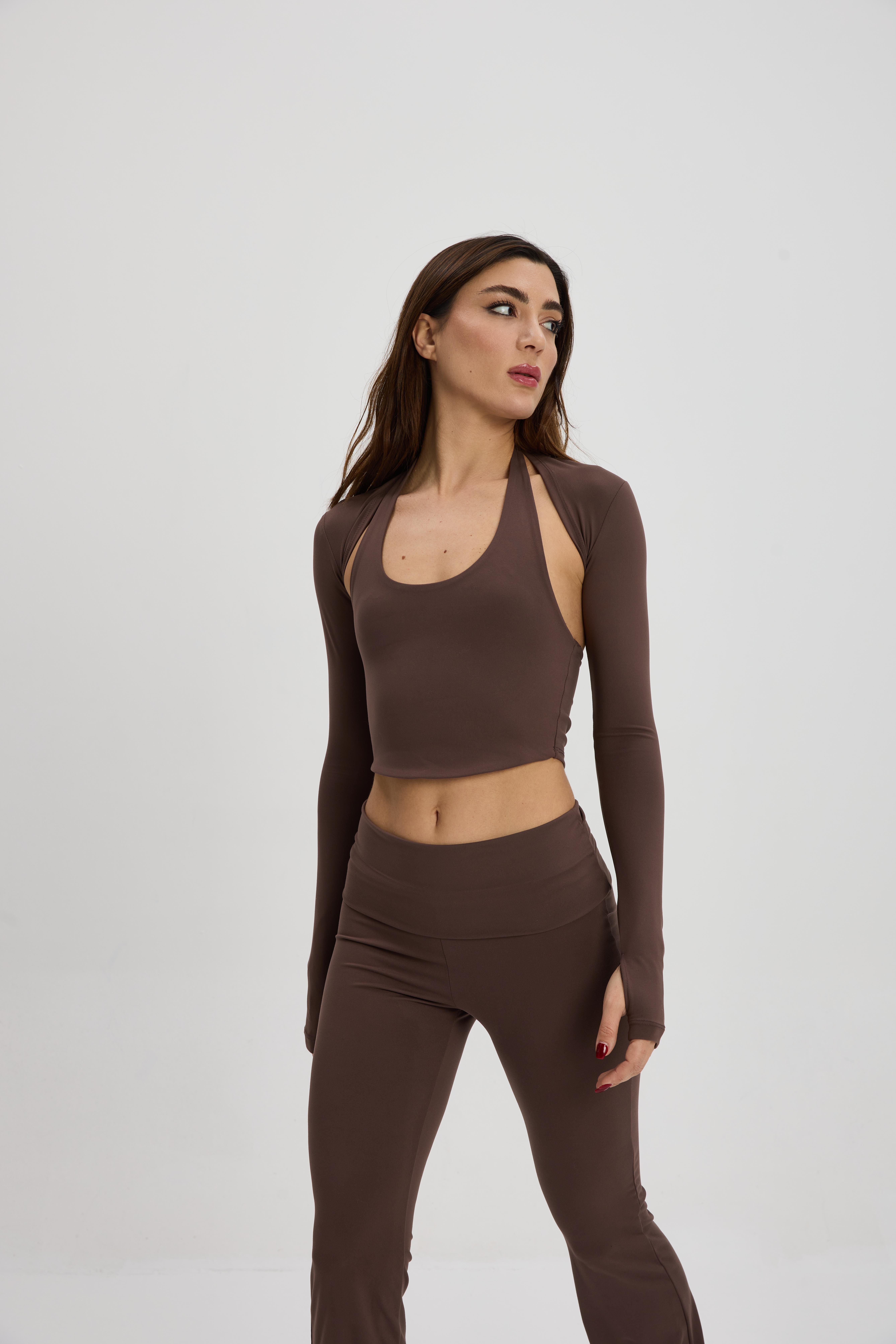 Kahve Parmak Geçirmeli Bolero