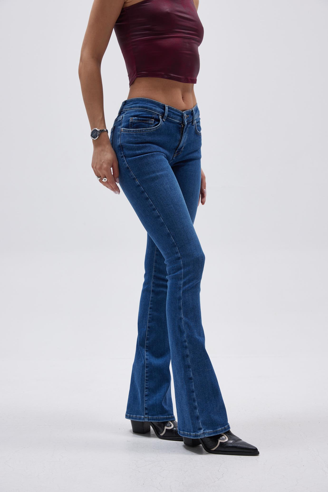 Koyu Mavi Flare Fit Jean 
