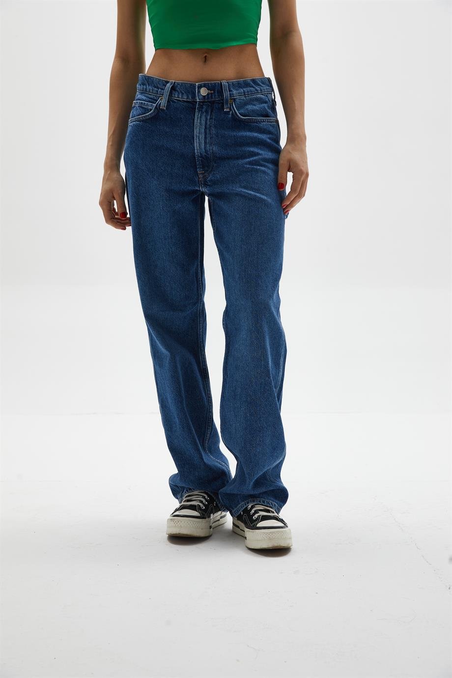 Koyu Mavi Relaxed Kargo Jean 
