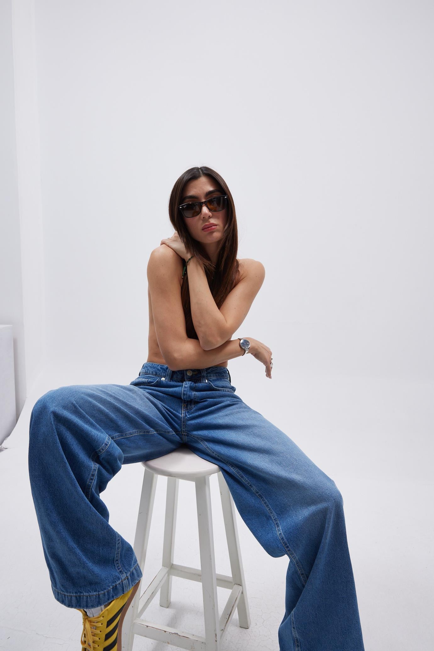 Mavi Orta Bel Baggy Jean 