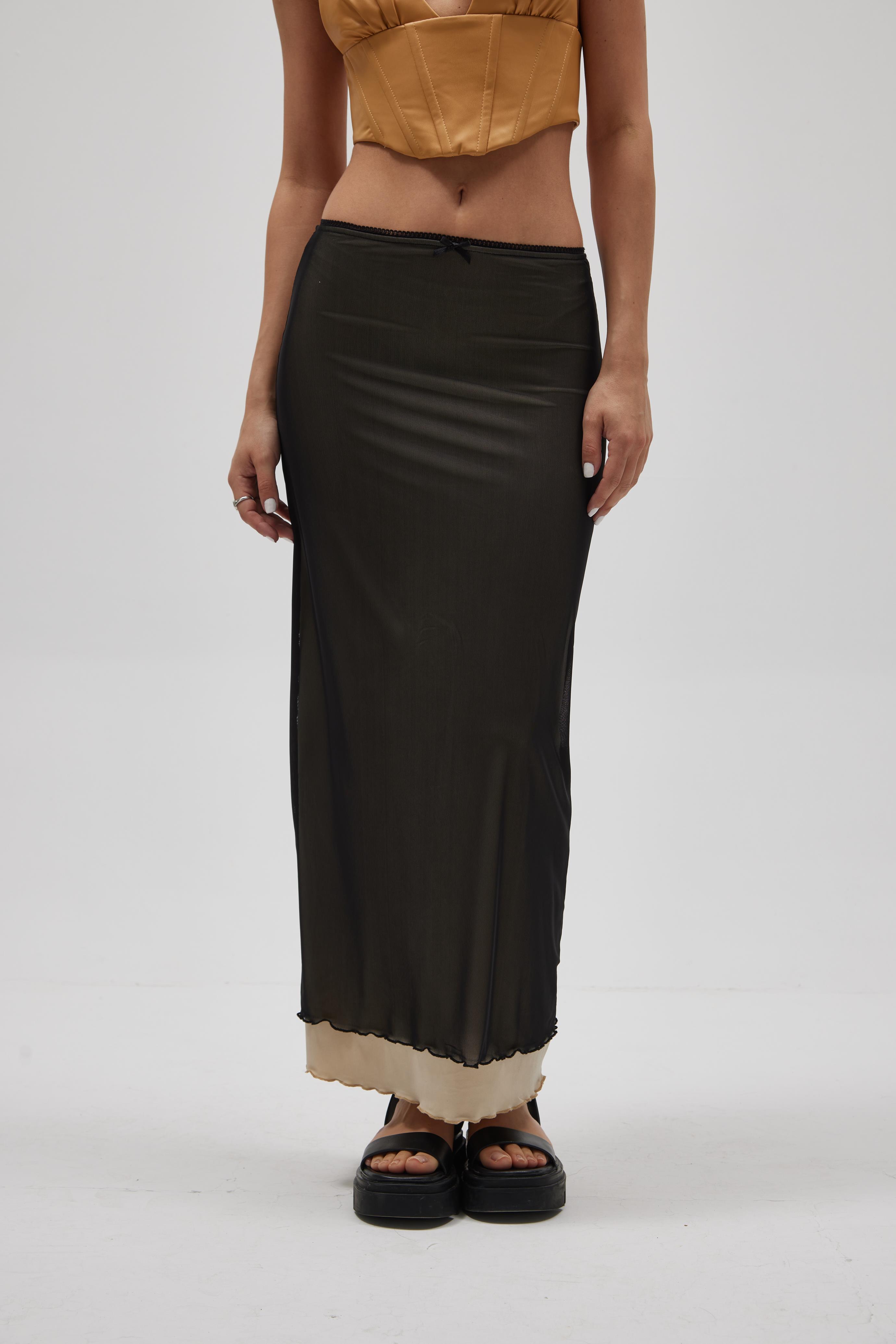 Tül Detaylı Maxi Etek