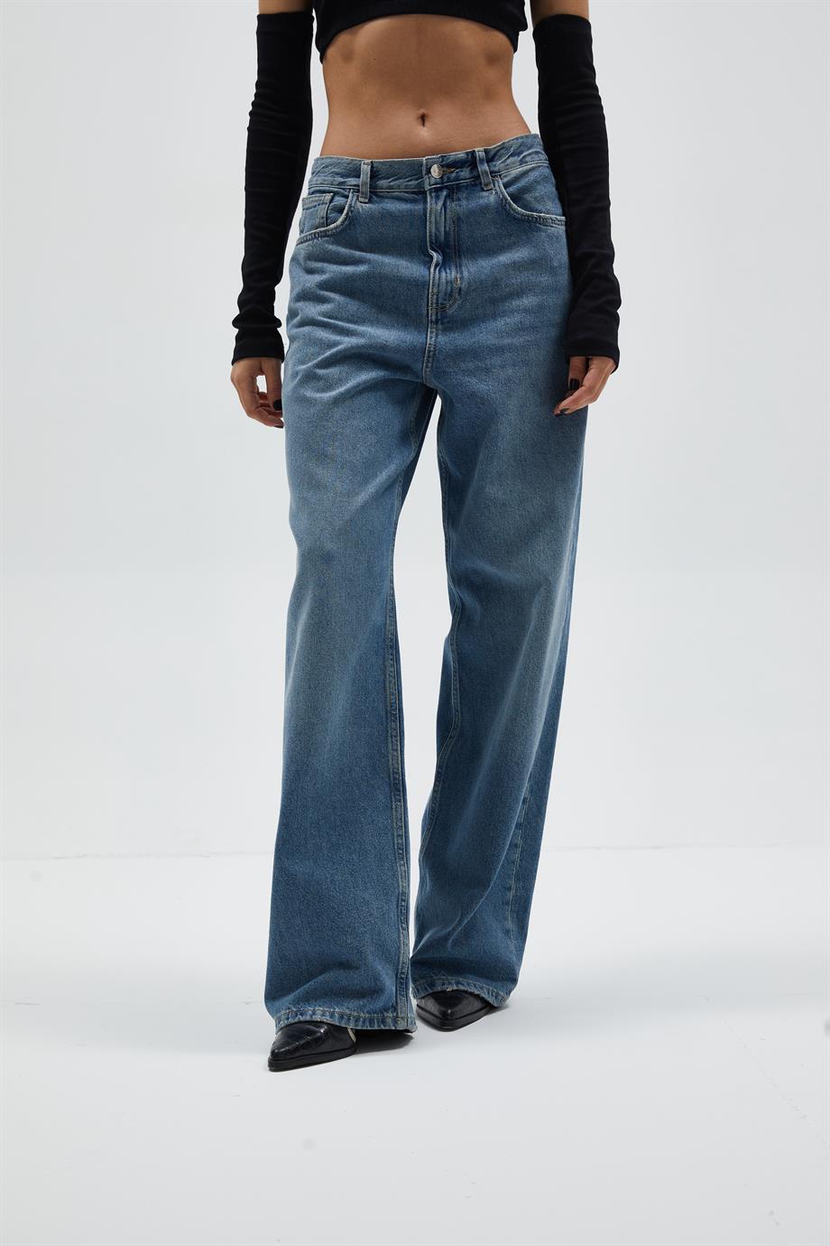 Yüksek Bel Wide Leg Jean