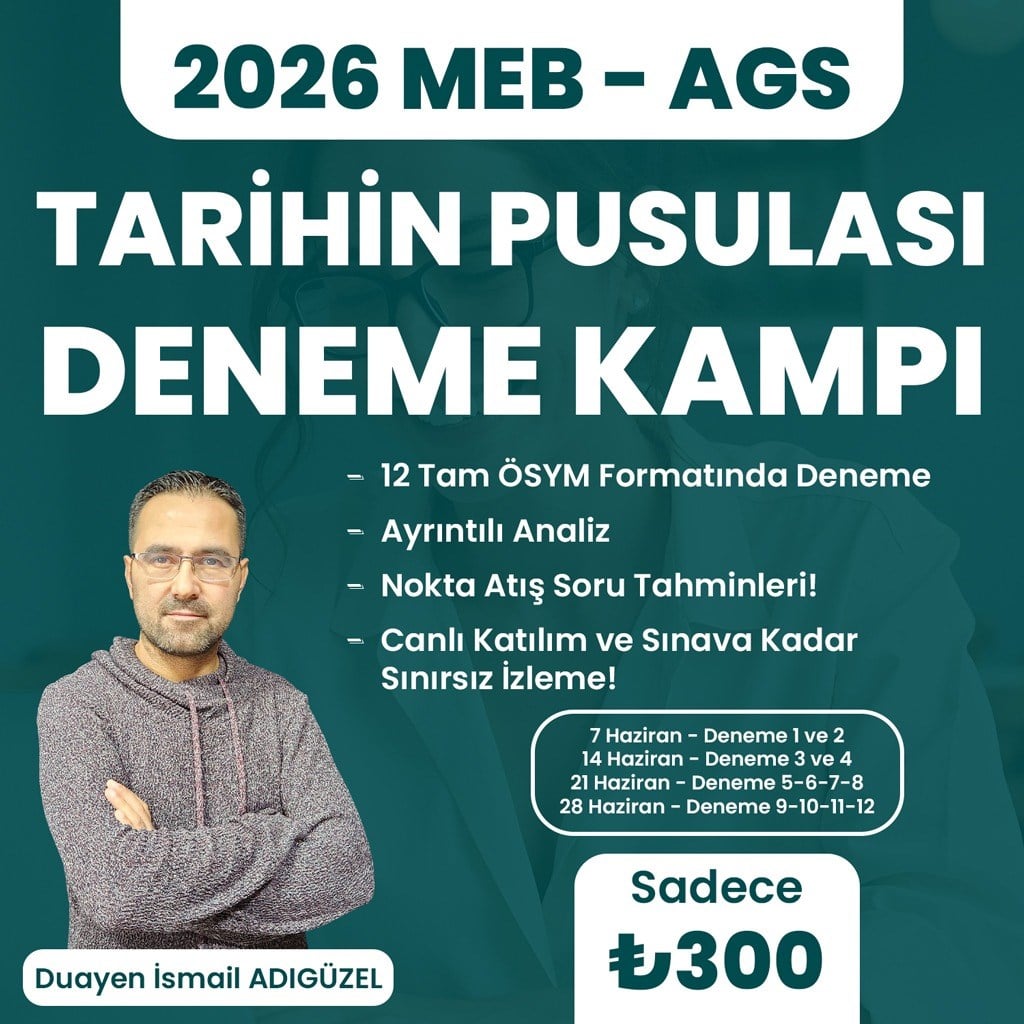 2026 MEB AGS Tarihin Pusulası 10 Mayıs'a Kadar Sepette %50 indirim için Hediye Çeki: yüzde50iskonto Deneme Kampı