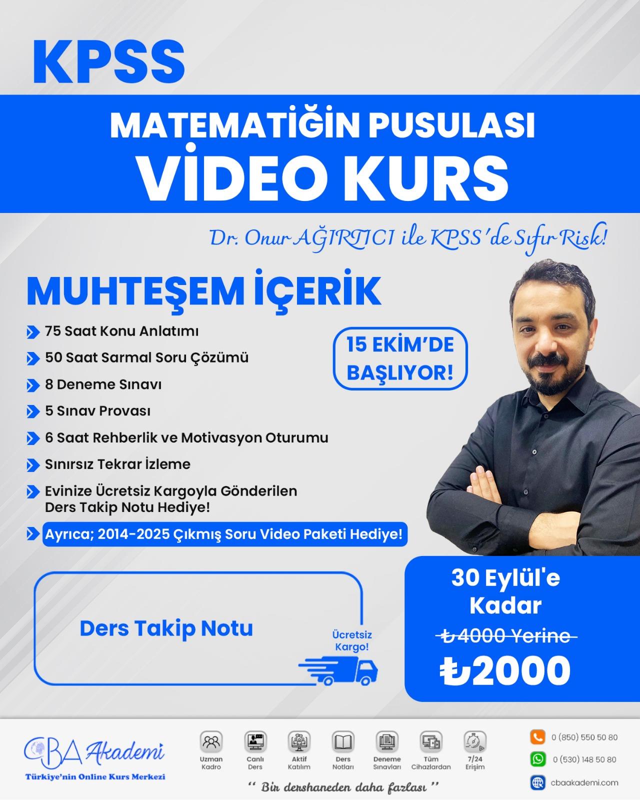 2026 KPSS Matematiğin Pusulası Video Kurs - Onur Ağırtıcı