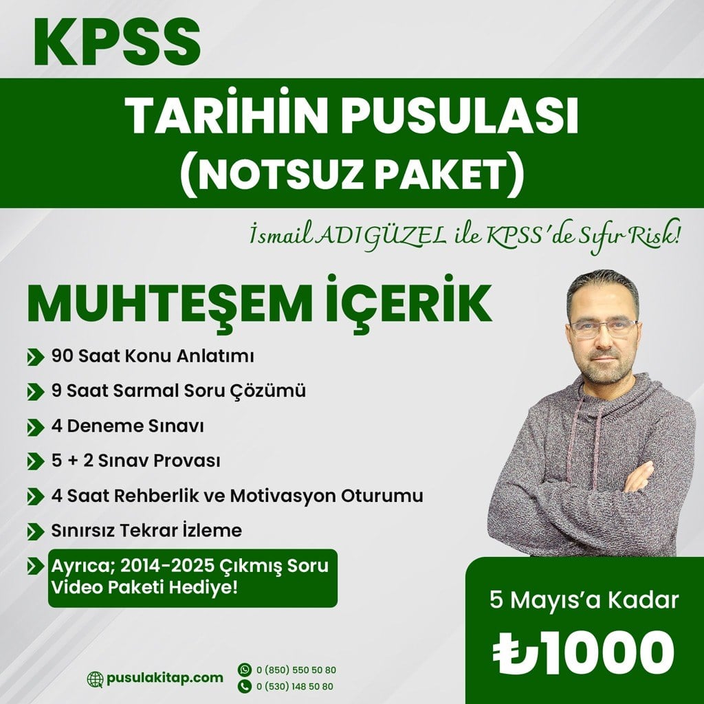 2026 KPSS Tarihin Pusulası Kurs (Notsuz paket)-İsmail Adıgüzel 5 Mayıs'a Kadar Sepette %50 indirim için Hediye Çeki: yüzde50iskonto