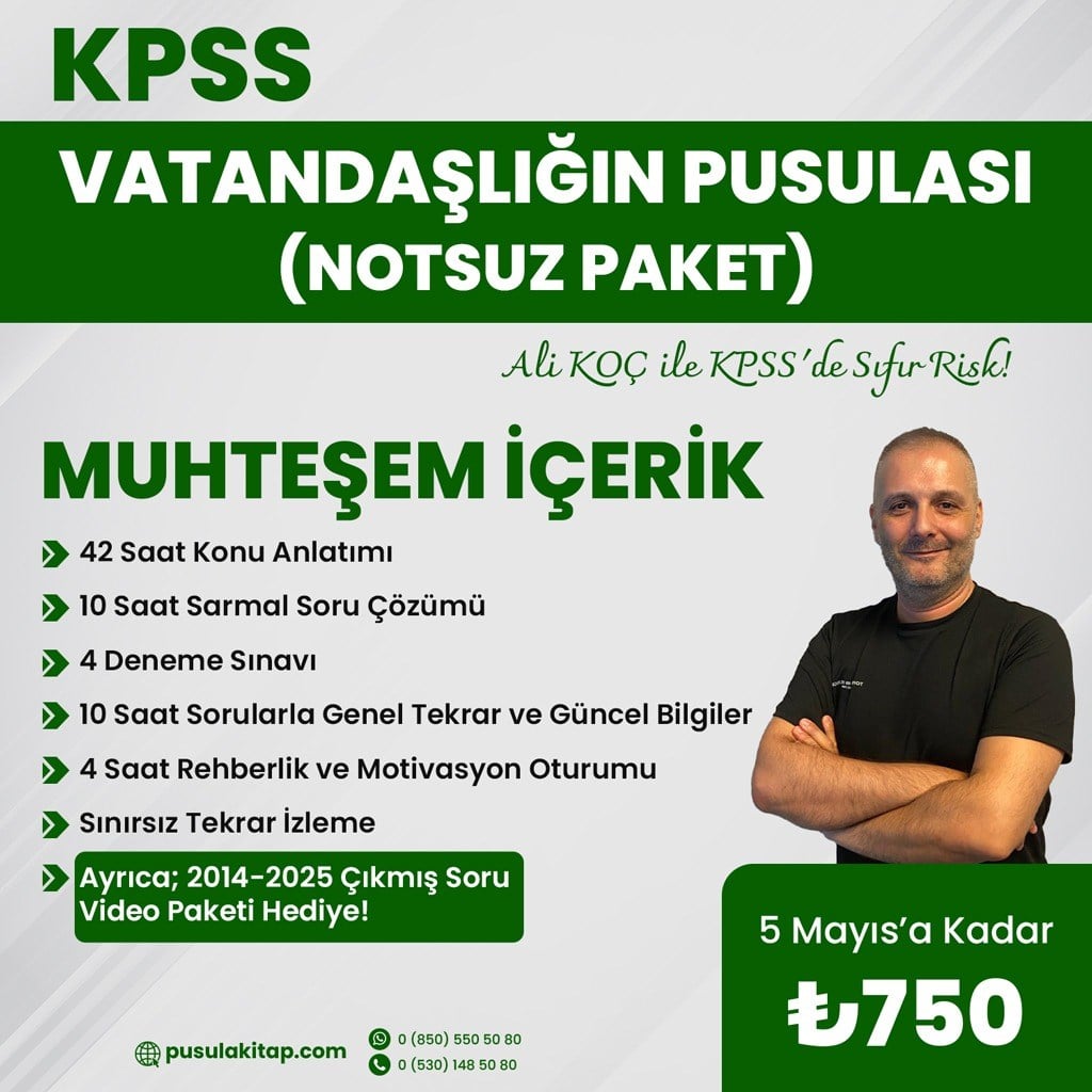 2026 KPSS Vatandaşlığın Pusulası Video Kurs - Ali KOÇ - Kaynaksız Paket Sepette %50 indirim için Hediye Çeki: yüzde50iskonto