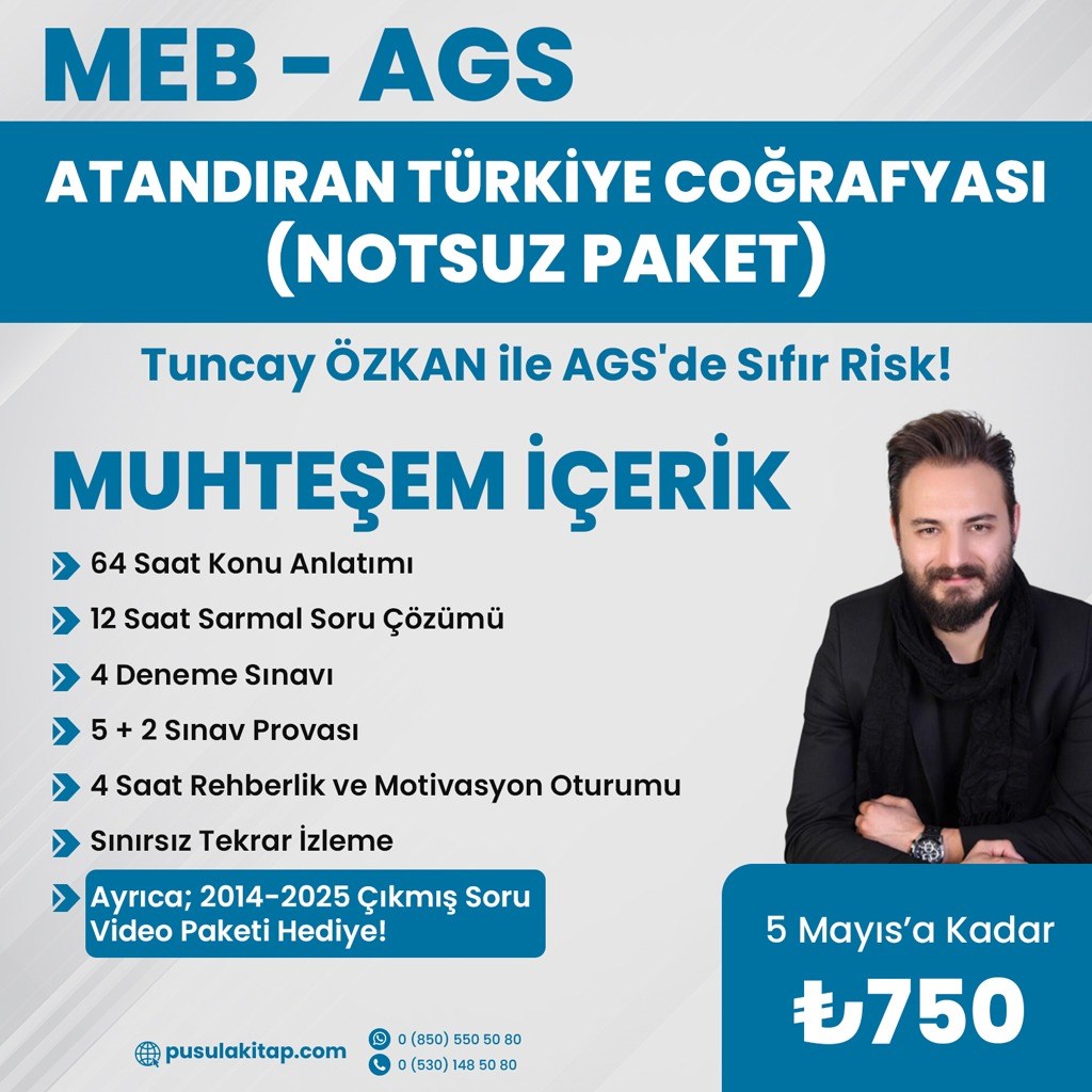 2026 MEB AGS Atandıran Coğrafya Kurs - Tuncay Özkan - 5 Mayıs'a Kadar Sepette %50 indirim için Hediye Çeki: yüzde50iskonto