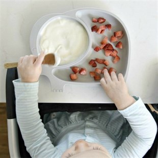 BUFFER® Bebek ve Çocuk için Sevimli Fil Model Desenli Yemek Bebek Mama Kabı Bölmeli Tabak