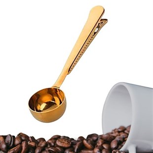 BUFFER® Mandallı Kahve Ölçü Kaşığı Gold Çok Fonksiyonlu Paslanmaz Çelik Kaşık