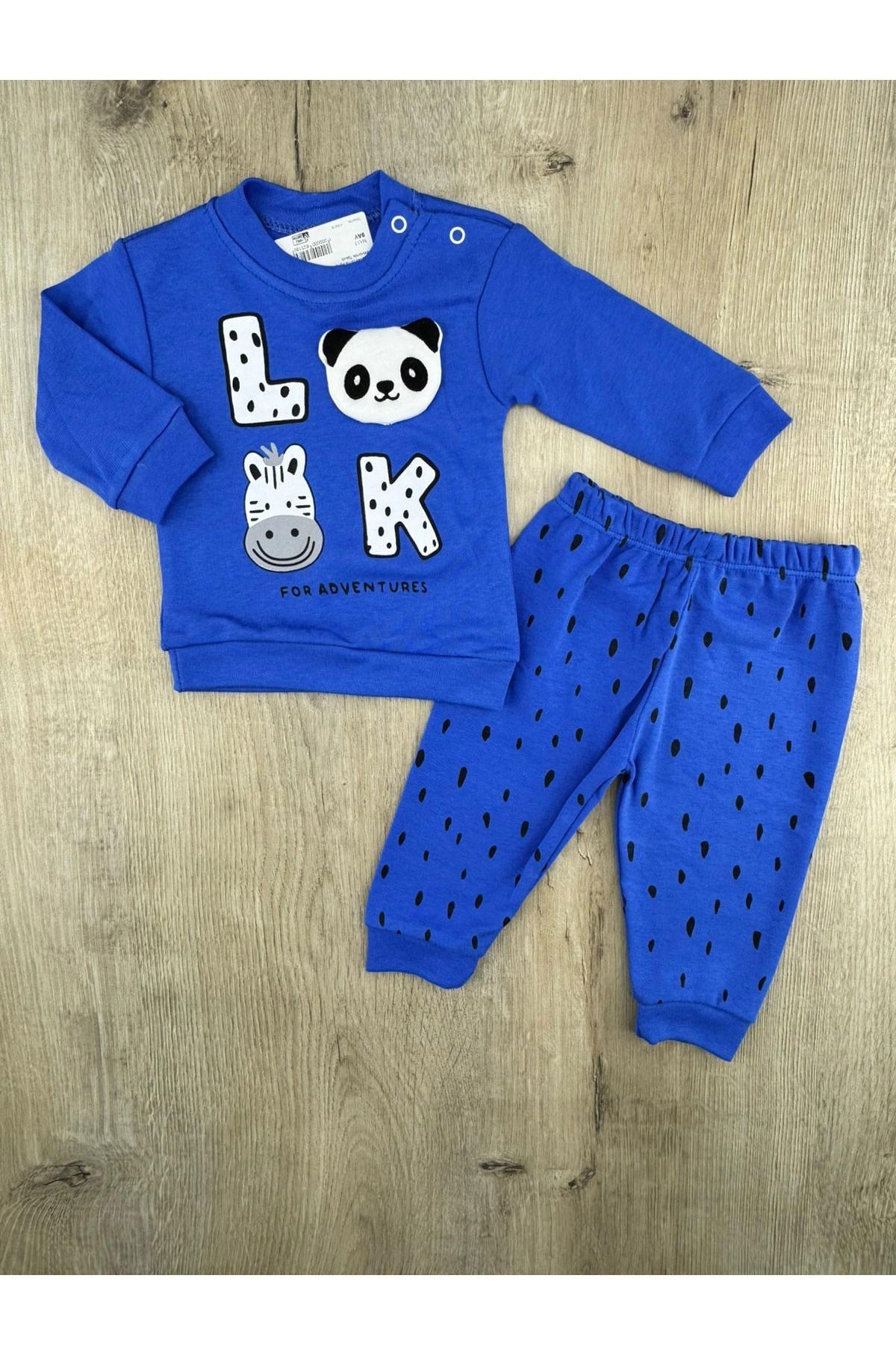 #260145 (6-18 Ay) Zebra Panda Desenli Mevsimlik Takım