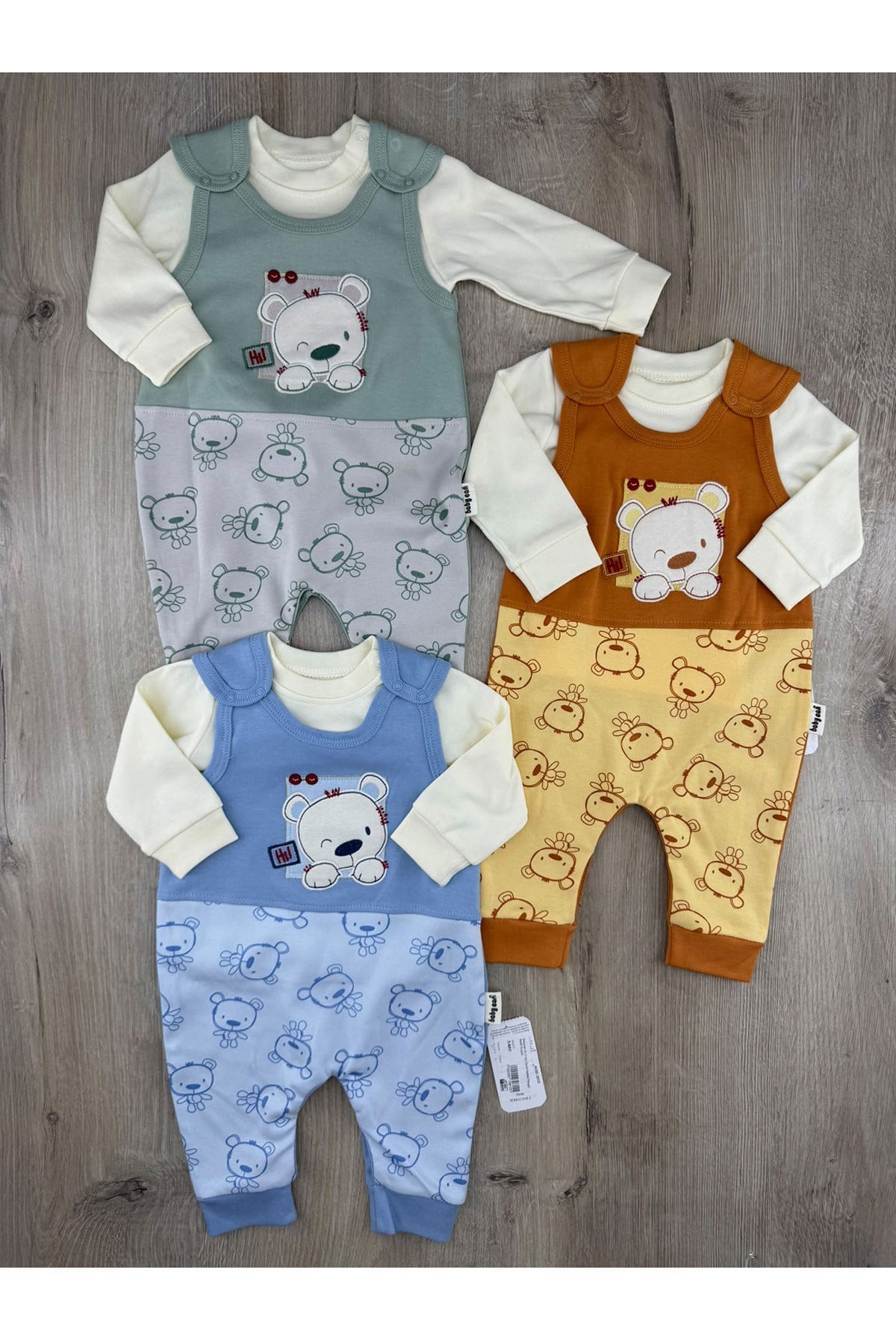 Babycan (3-12 Ay) Ayıcık Aplikeli Parçalı Badili SLopet