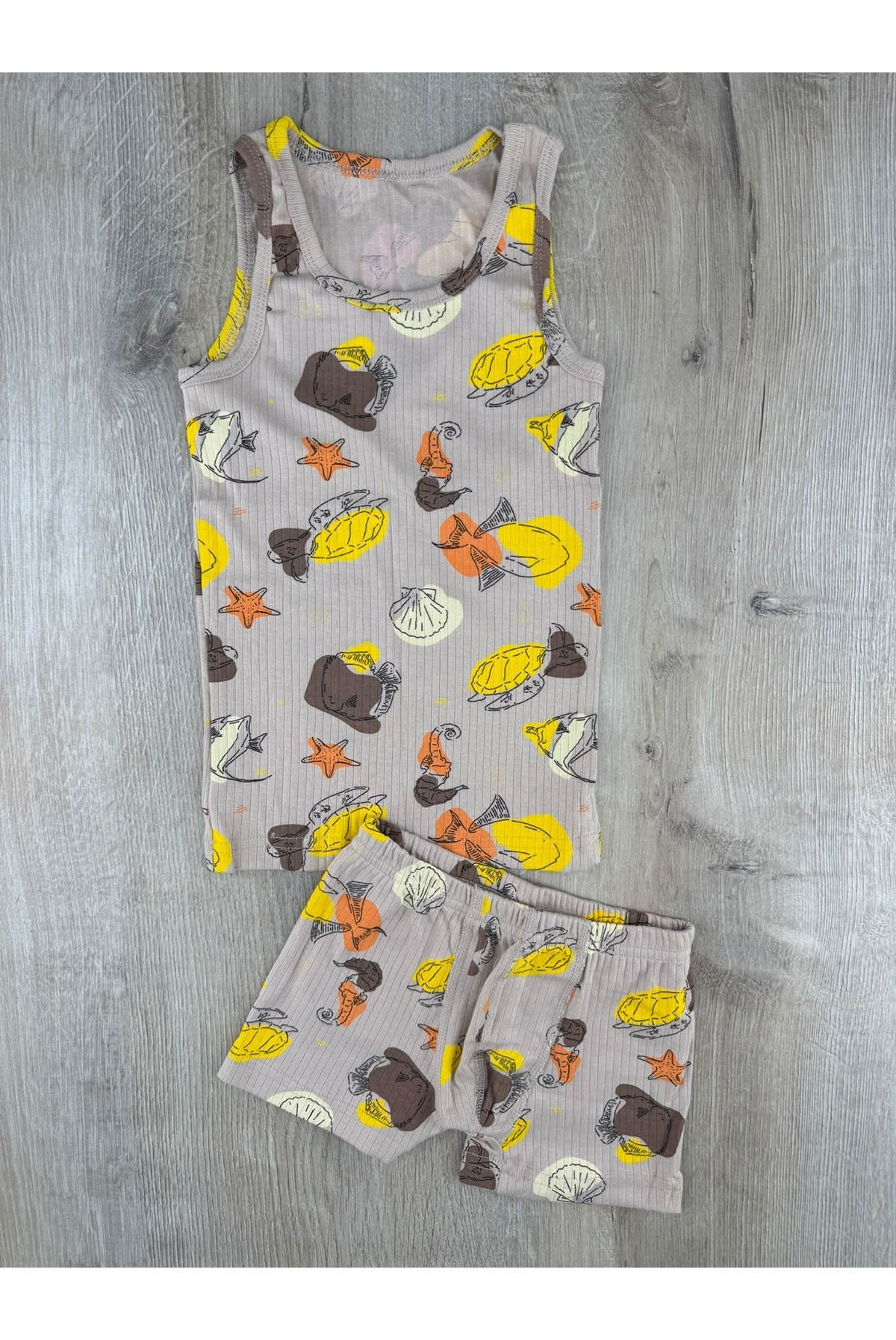 Defnem (3-10 Yaş) Yıldız Balık Desenli Atlet Boxer Takım