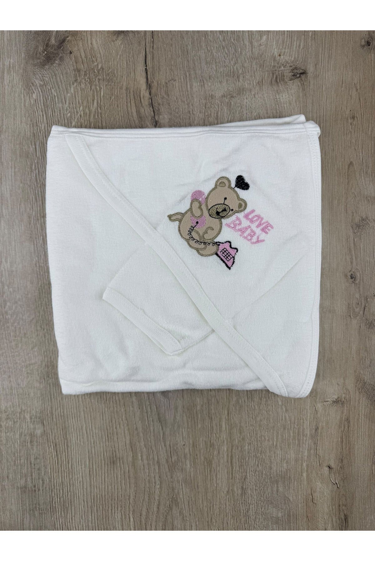 Gülünce Baby (0-2 Yaş) Love Baby Desenli Banyo Havlusu