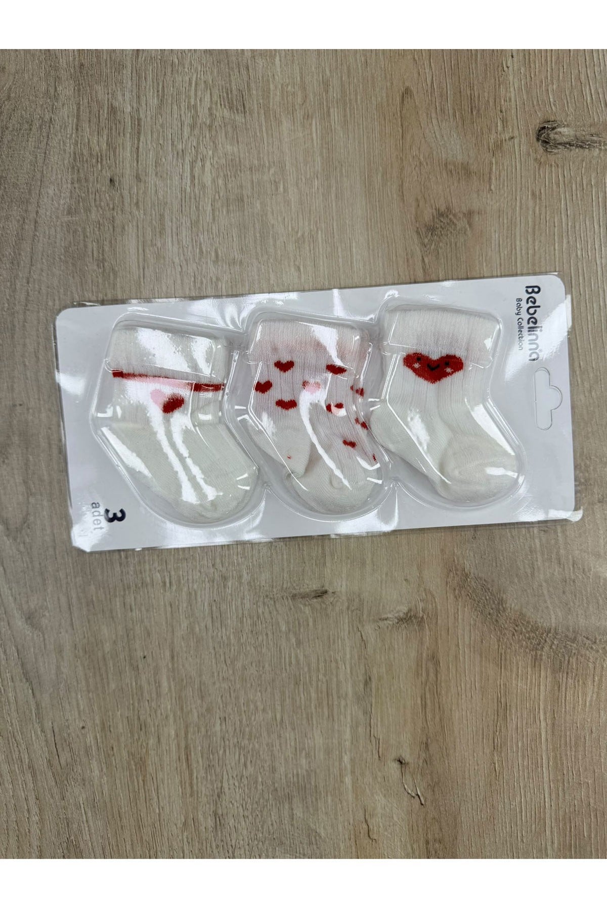 Kral Baby (0-6 Ay) Kalp Desenli 3Lü Bebek Çorap
