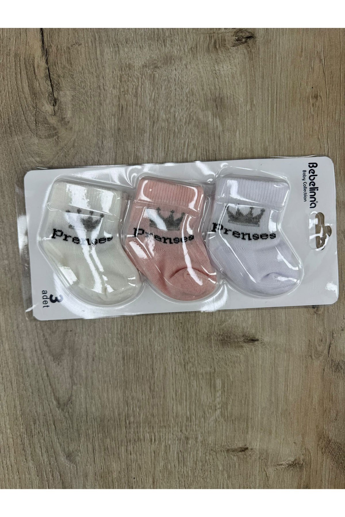 Kral Baby (0-6 Ay) Prenses Yazılı 3Lü Bebek Çorap