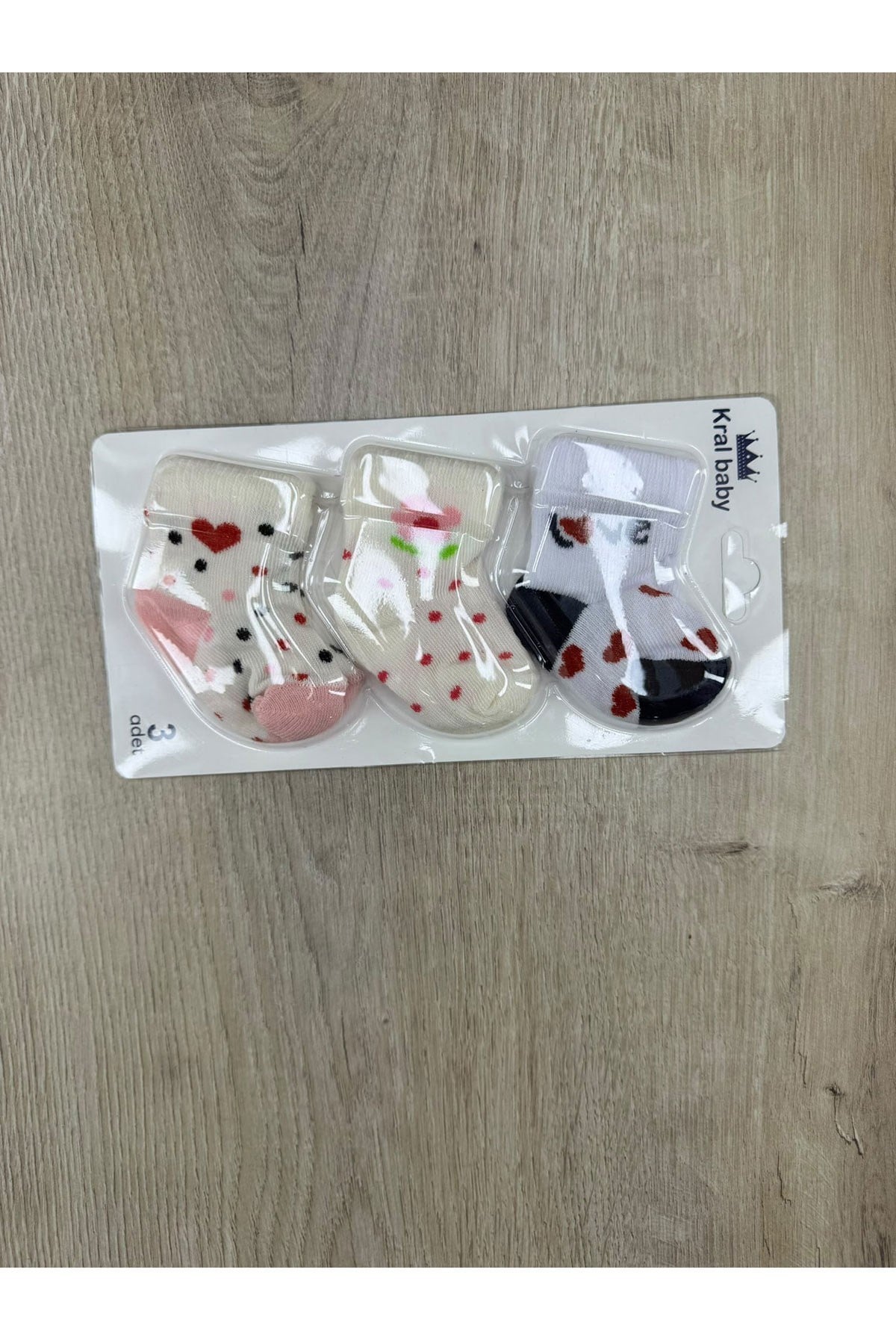 Kral Baby (0-6 Ay) Renkli Puanlı Desenli 3Lü Bebek Çorap