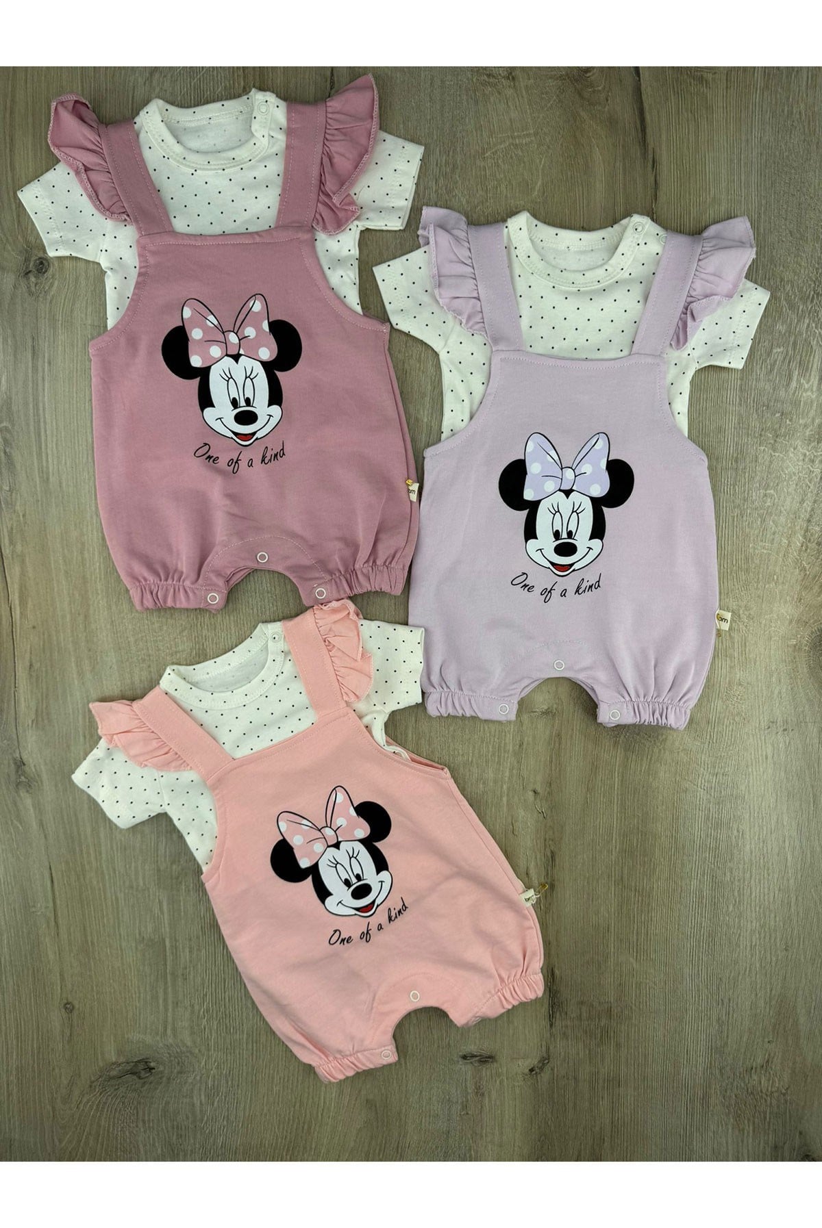 Murat Baby (0-12 Ay) 10497 Fiyonklu Minnie Desenli Kısa Şortlu Tulum
