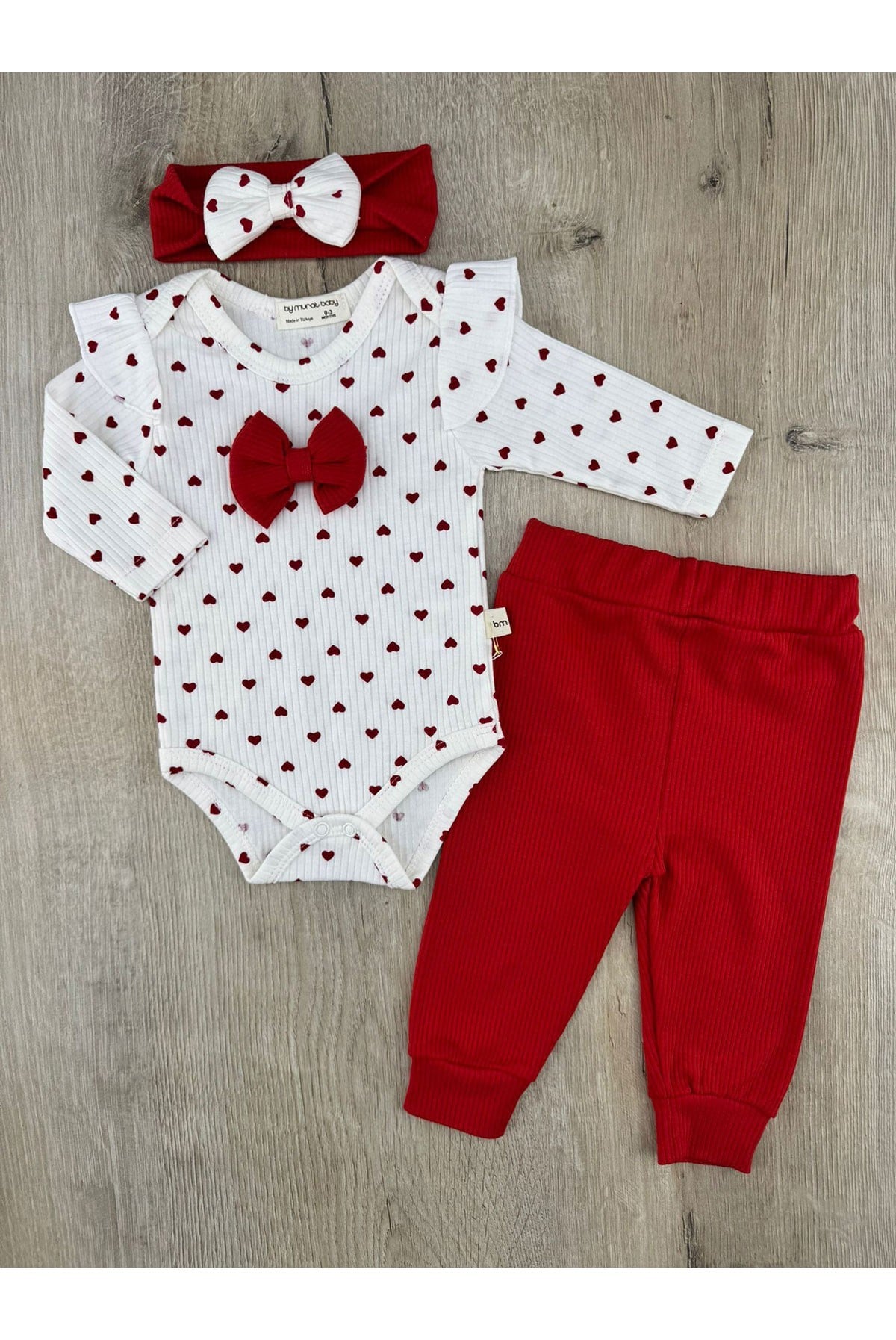 Murat Baby (0-12 Ay) Fiyonklu Çıtçıtlı Badili Saç Bantlı Takım
