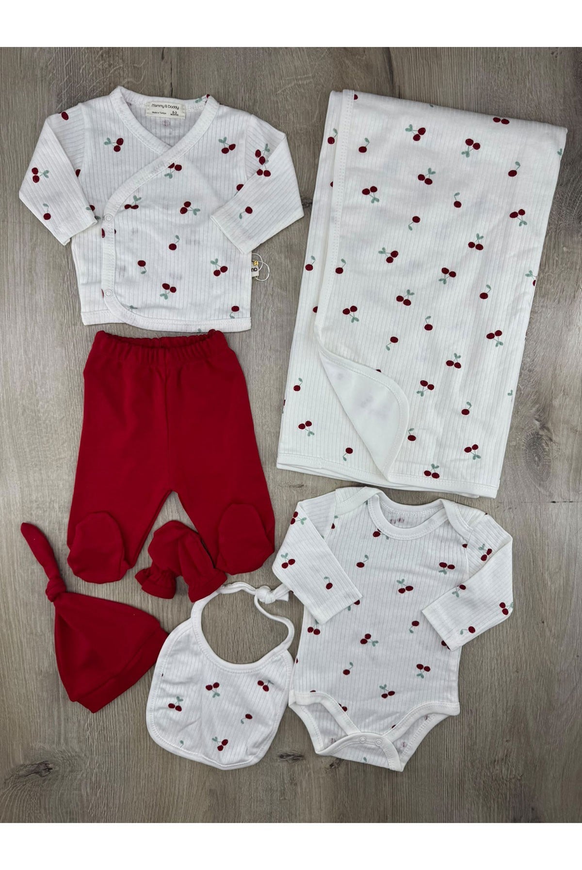 Murat Baby (0-3 Ay) Kiraz Desenli 6Lı Set