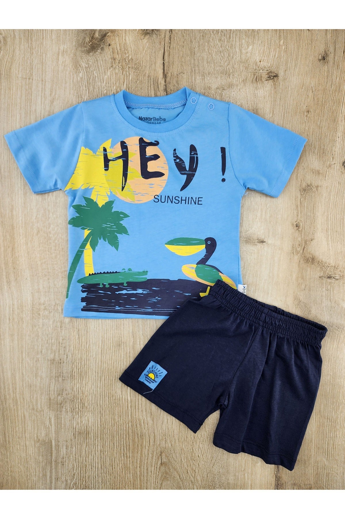 Nazar Bebe (9-24 Ay) 25223 Hey Sunshine Desenli Şortlu Takım