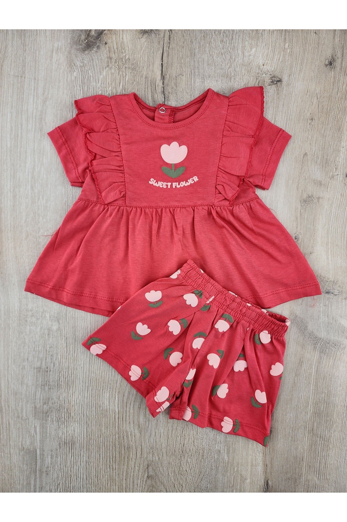 Nazar Bebe (9-24 Ay) 26566 Lale Desenli Şortlu Takım