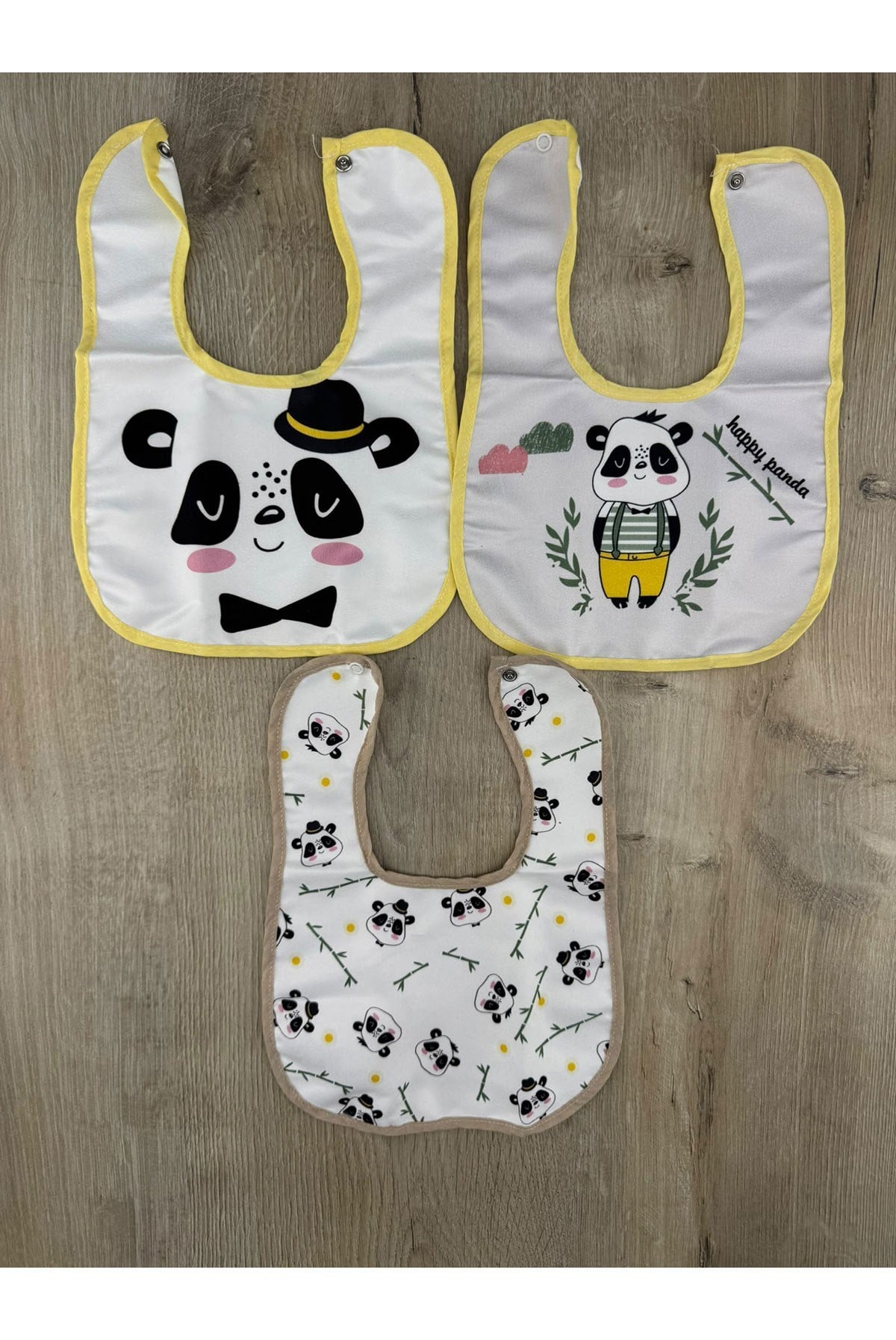 NW Panda Desenli 3`lü Önlük Seti