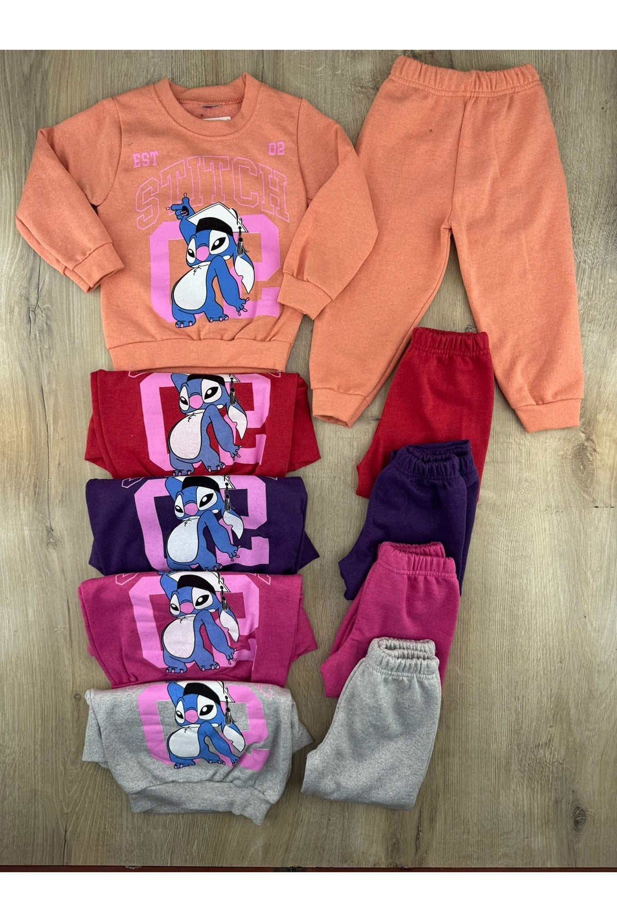 PAŞA (2-6 Yaş) Stitch Desenli Şardonlu Takım