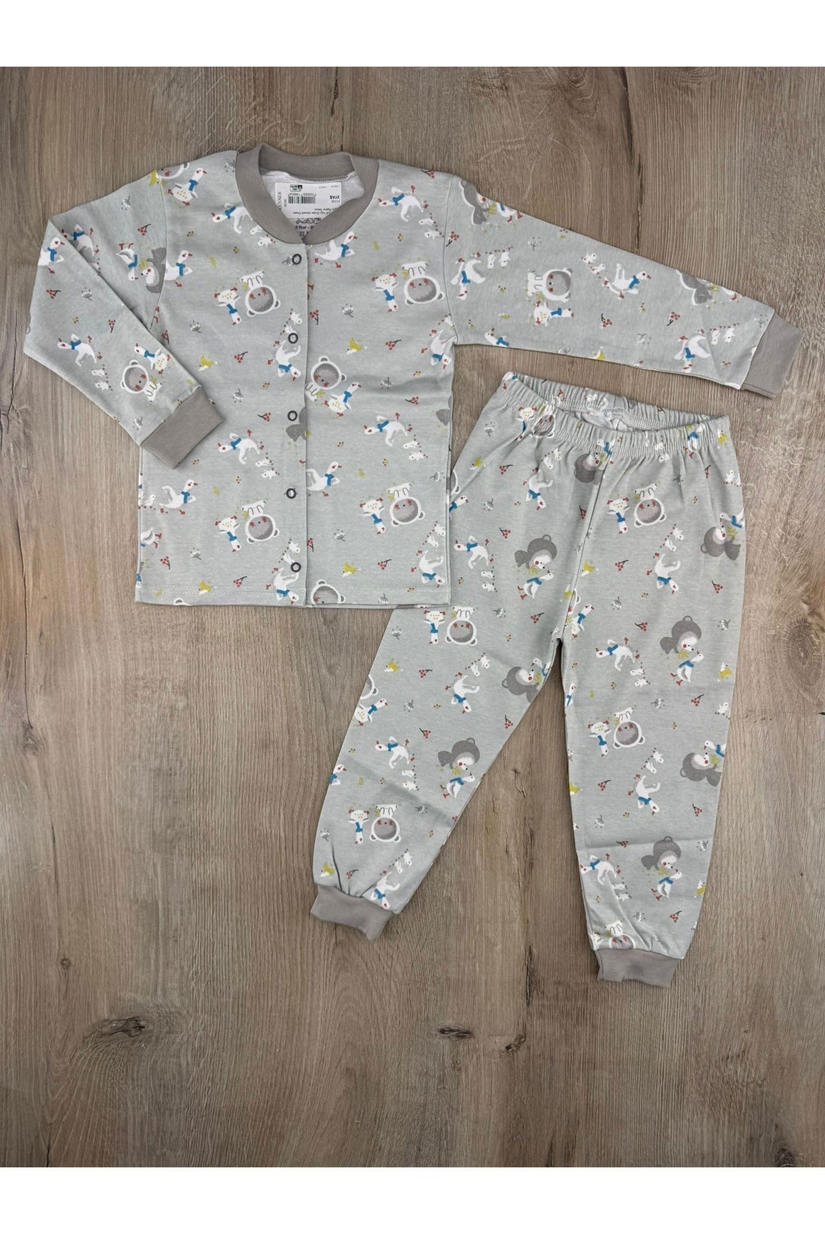Seçkin (3-6 Yaş) Ördek Desenli Önden Çıtçıtlı Pijama Takımı