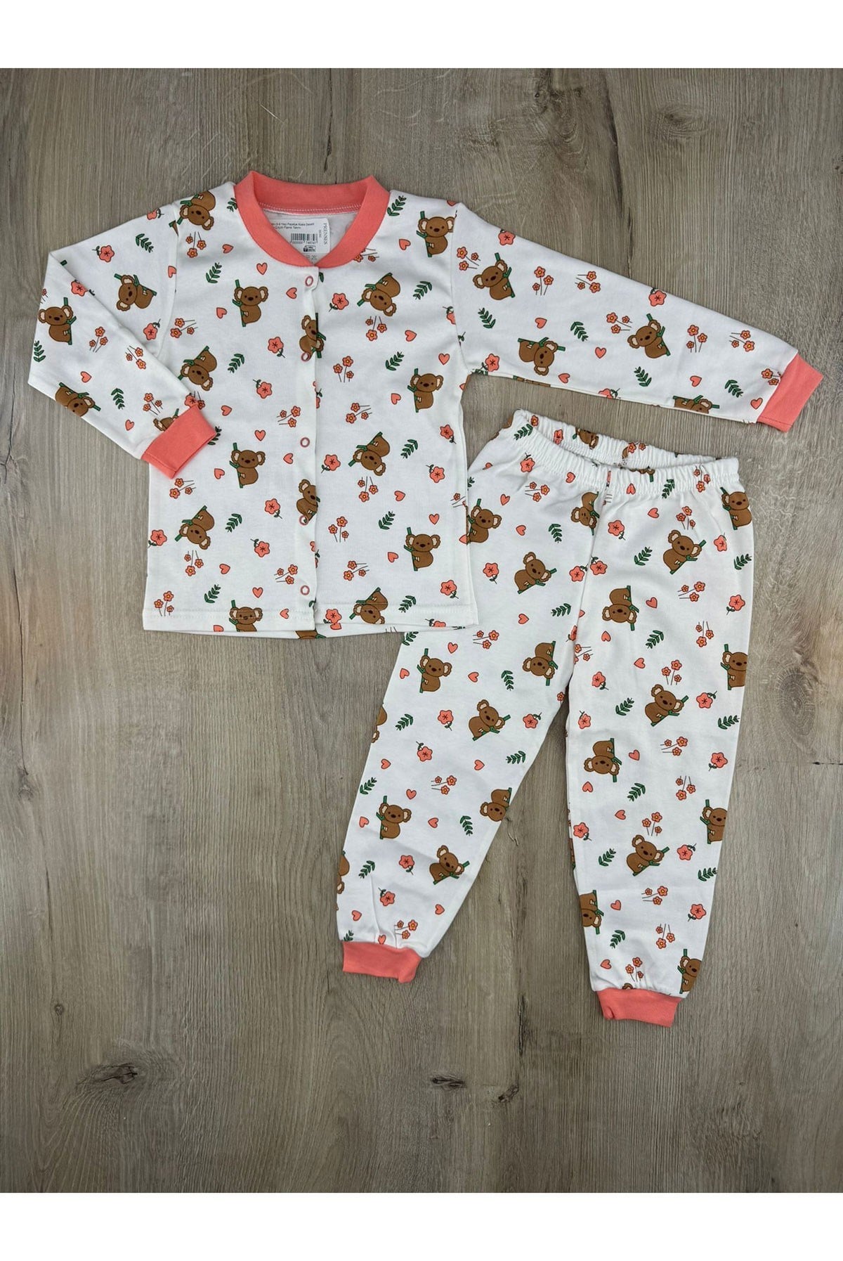 Seçkin (3-6 Yaş) Papatya Koala Desenli Önden Çıtçıtlı Pijama Takımı