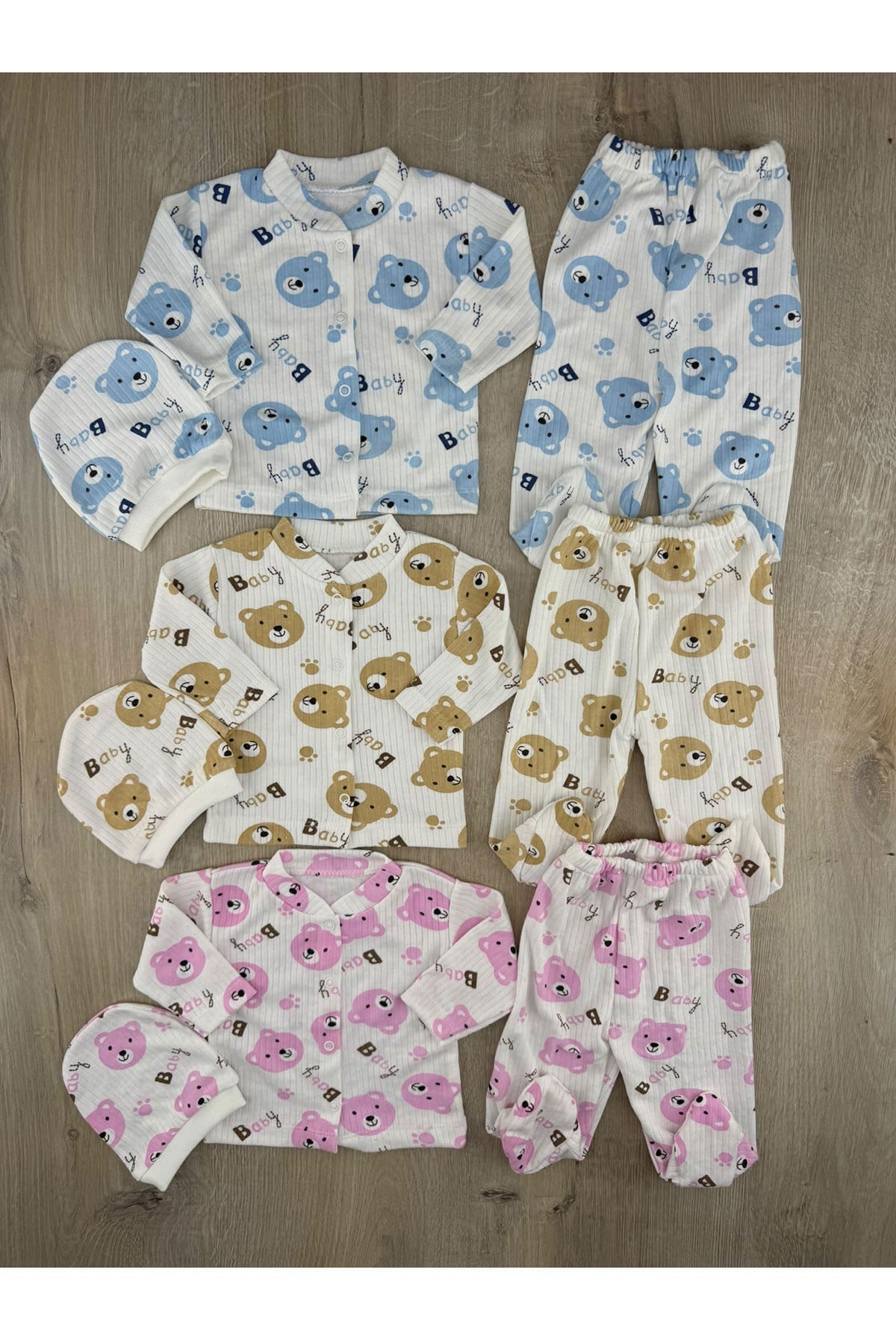 Zem Baby 0-3 Ay Bear Ayıcık Desenli Şapkalı Zıbın Takımı