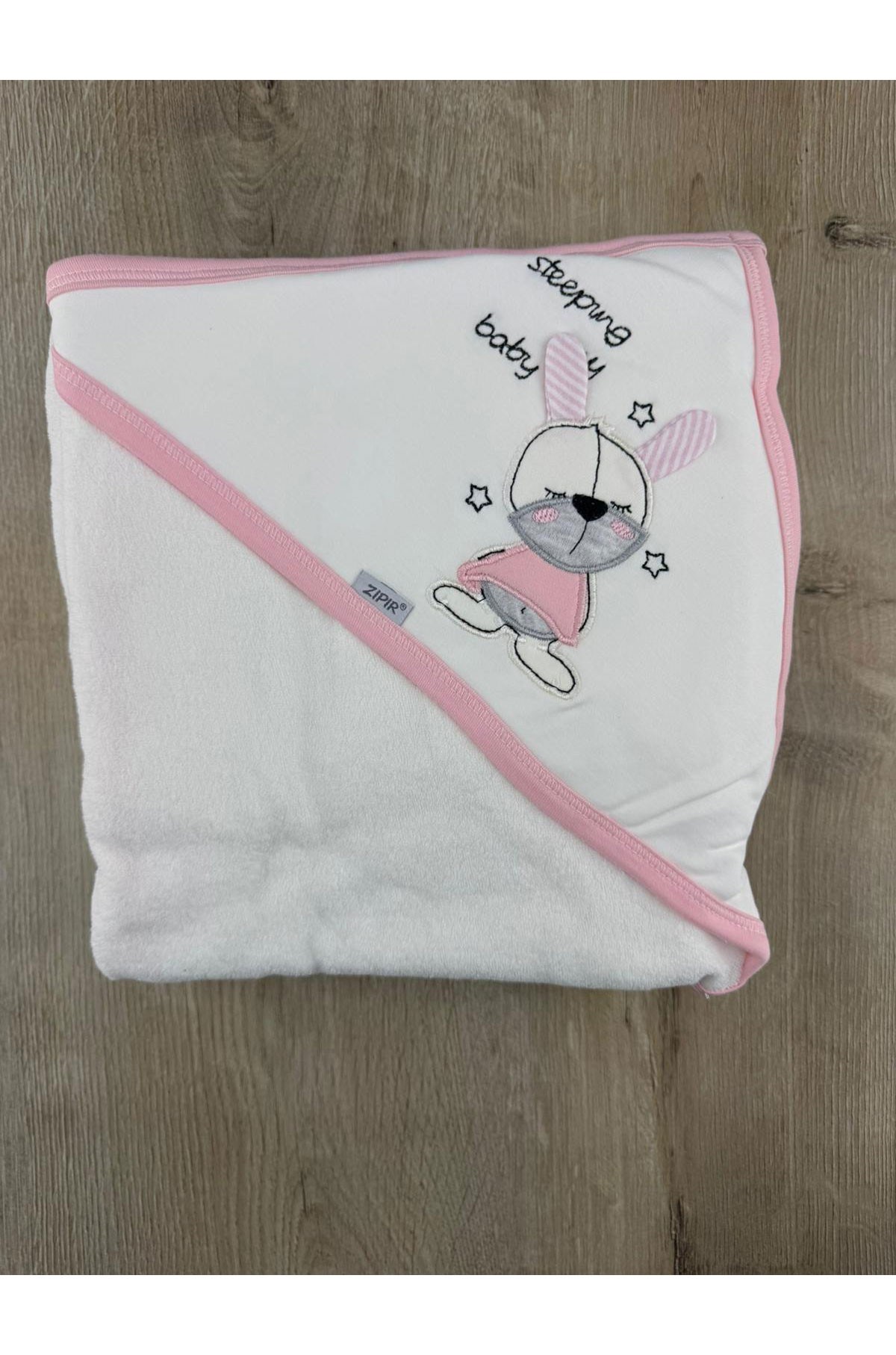 Zıpır Baby (0-2 Yaş) Uyuyan Tavşan Desenli Banyo Havlusu