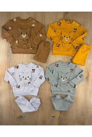 Ceylan (6-18 Ay) Papyonlu Kedi Desenli Mevsimlik takım