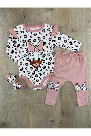 Coşay 23125 Leopar Daisy Desenli Çıtçıtlı Badili Takım