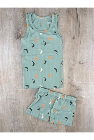 Defnem (3-10 Yaş) Renkli Balina Desenli Atlet Boxer Takım