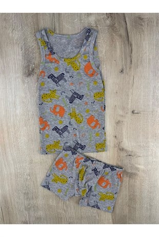 Defnem (3-10 Yaş) Zebra Kaplan Desenli Atlet Boxer Takım