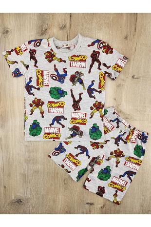 DFY (3-10 Yaş) Marvel Comics Desenli Şortlu Takım