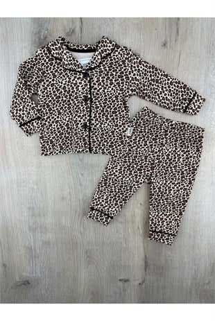 Dolaş (6Ay-6Yaş) Leopar Desenli Düğmeli Pijama Takımı