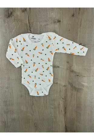 Fiyonk (0-36 Ay) Havuç Desenli Uzun Kollu Çıtçıtlı Badi