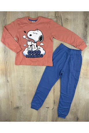 Fred (7-11 Yaş) Sevimli Snoopy Desenli Pijama Takımı