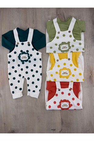 Gözde Baby (6-24 Ay) Puanlı Aslan Desenli Badili Waffle Kumaş Slopet