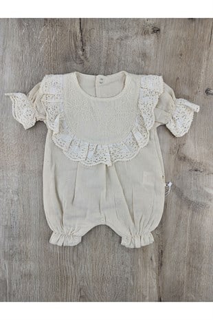 Mammy&Daddy Önü Güpürlü Kısa Tulum