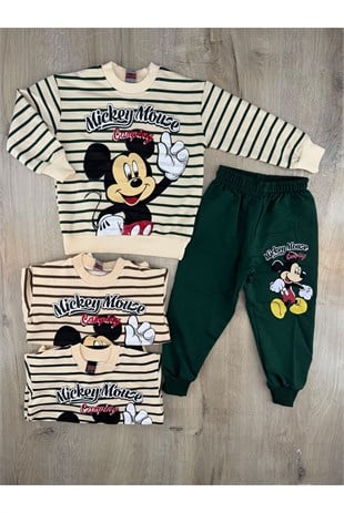 MDY (3-10 Yaş) Çizgili Mickey Desenli Mevsimlik Takım