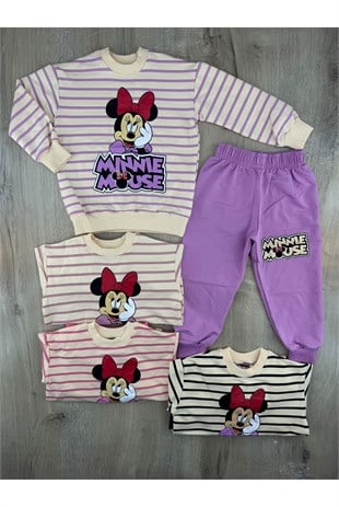 MDY (3-10 Yaş) Çizgili Minnie Desenli Mevsimlik Takım