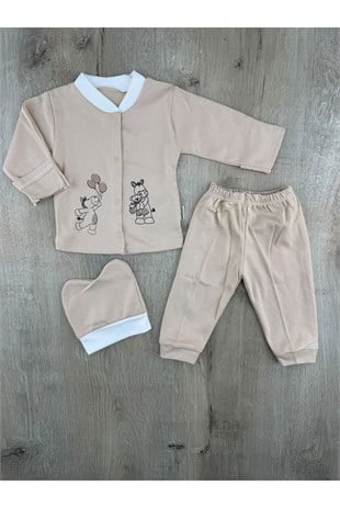 Melish (0-3 Ay) Sevimli Zebra  Desenlii Şapkalı Zıbın Takımı