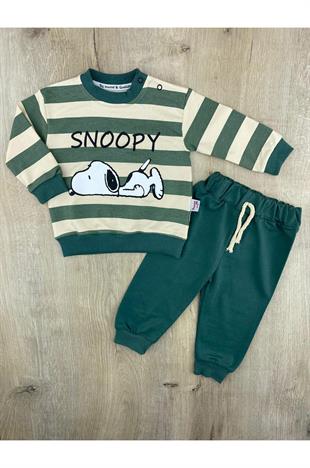 Murat Baby 9208(9-24 Ay)Çizgili Snoopy Desenli Mevsimlik Takım