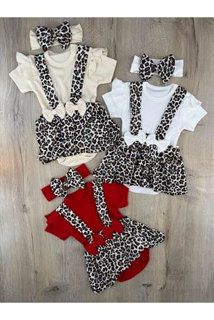 Murat Baby(0-12 Ay) Leopar Desenli Fiyonklu Çıtçıtlı Badi