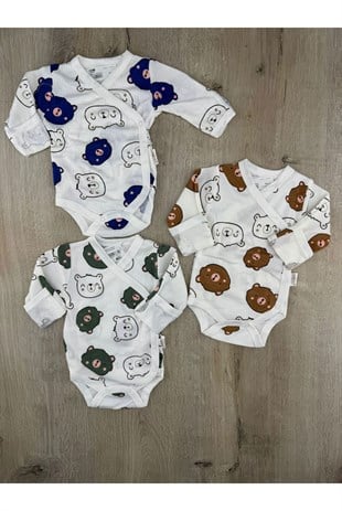 Nayinom (0-3 Ay) Kendinden Eldivenli Kafadar Ayıcık Desenli Kundak Badi