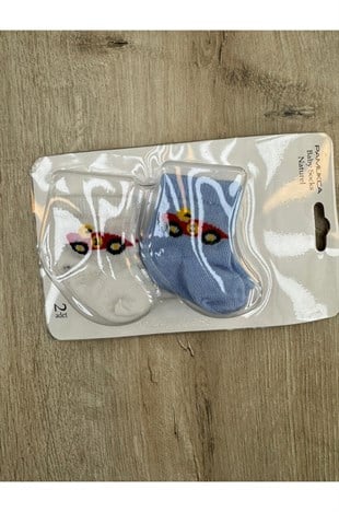 Pamukça (0-6 Ay) Kırmızı Araba Desenli 2Li Çorap